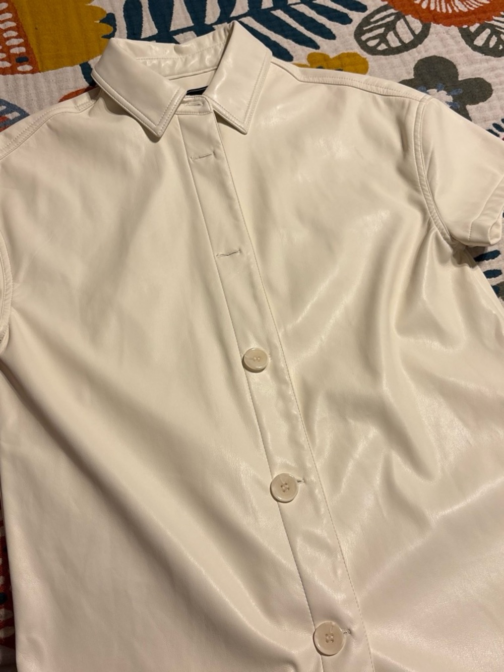Bagatelle Cream Vegan Leather Shirt Jacket - Picture 2 of 4